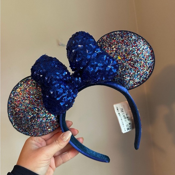 2020 Blue Sparkle Glitter Minnie Mouse Bow Ears Headband Disney - Picture 2 of 7